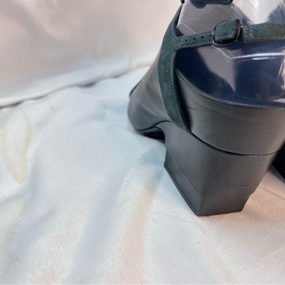 3-1 PHILLIP LIM Black Leather Grey Nubuck Open Toe Heels Size 5.5 - Picture 5 of 13